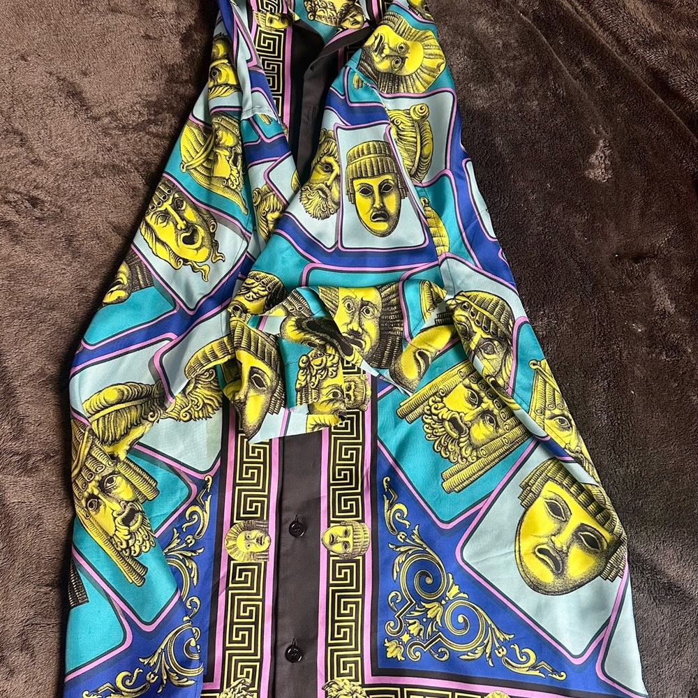 Versace Multicolor Graphic Button Down Shirt - image 3